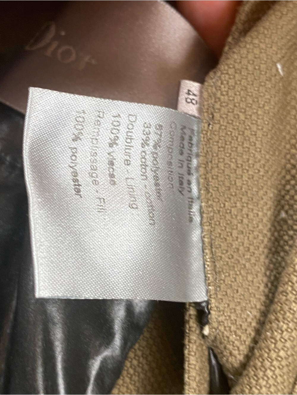 Vintage Dior Jacket in Olive Green with Black Satin Lining.  Rare! - Picture 7 of 14